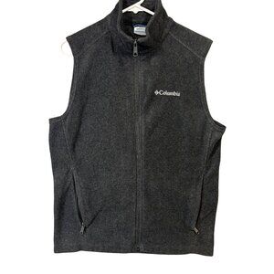 Columbia Mens Small Gray Fleece Vest Full-Zip Sleeveless Jacket Outerwear GUC